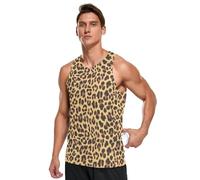 JHKKU Men's Quick Dry Sports Tank Tops for Gym Athletic Fitness Running Workout Beach Sleeveless Shirts with Pocket, Leopard Print, Medium