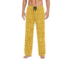 JHKKU Mens Soft Comfortable Yellow Pyjama Bottoms with Pockets