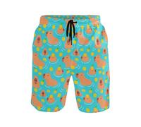 JHKKU Men's Swim Trunks Board Shorts Quick Dry Swimsuit Swimwear Holiday Party Bathing Suit, Cute Capybara, X-Large