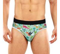 JHKKU Men's Underwear Briefs Comfort Soft Stretch Classic Fit Briefs with Contour Pouch, Cartoon Dinosaur 02, L