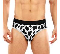 JHKKU Men's Underwear Briefs Comfort Soft Stretch Classic Fit Briefs with Contour Pouch, Cow Print, L