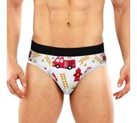 JHKKU Men's Underwear Briefs Comfort Soft Stretch Classic Fit Briefs with Contour Pouch, Fire Truck, XL