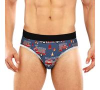 JHKKU Men's Underwear Briefs Comfort Soft Stretch Classic Fit Briefs with Contour Pouch, Fire Trucks, L