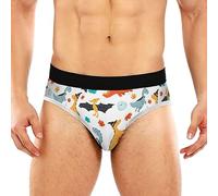 JHKKU Men's Underwear Briefs Stretch Classic Comfort Soft Underwear with Contour Pouch Briefs, Cartoon Dinosaurs Halloween, M