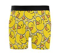 JHKKU Men's Underwear Soft Comfort Breathable 4" Boxer Briefs with Fly, Cute Little Yellow Duck, XXL