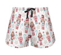 JHKKU Sleep Shorts Soft Lounge Pajamas Bottoms with Pockets Comfy Short Pants for Women's, Christmas Cute Nutcracker, XL