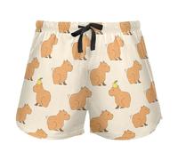JHKKU Sleep Shorts Soft Lounge Pajamas Bottoms with Pockets Comfy Short Pants for Women's, Cute Capybara, S