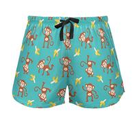 JHKKU Sleep Shorts Soft Lounge Pajamas Bottoms with Pockets Comfy Short Pants for Women's, Monkey Banana, S