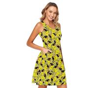 JHKKU Summer Dress for Women 2024 Casual Sundresses Sleeveless Tank Dresses with Pockets, Duck, L