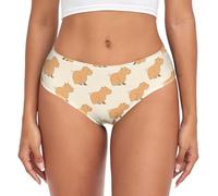 JHKKU Underwear for Women's Panties Soft Breathable Hipster Bikini Briefs, Cute Capybara, M