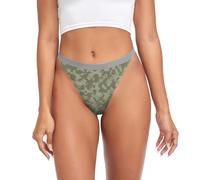 JHKKU Women Thongs Sexy Underwear Stretch Breathable Microfiber G String Panties 2-Pack Briefs, Camo Print 1, L