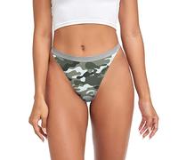 JHKKU Women Thongs Sexy Underwear Stretch Breathable Microfiber G String Panties 2-Pack Briefs, Camo Print, L
