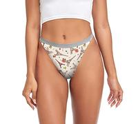 JHKKU Women Thongs Sexy Underwear Stretch Breathable Microfiber G String Panties 2-Pack Briefs, Eiffel Tower, L