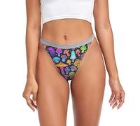 JHKKU Women Thongs Sexy Underwear Stretch Breathable Microfiber G String Panties 2-Pack Briefs, Mushroom Colorful, L