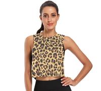 JHKKU Women's Tank Tops Sleeveless Athletic Crop Tops Sports Yoga Gym Running Muscle Shirts, Leopard Print, L