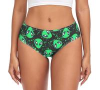 JHKKU Women's Underwear Classic Briefs Soft Breathable Bikini Hipster Panties, Alien Print, L