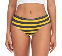 JHKKU Women's Underwear Classic Briefs Soft Breathable Bikini Hipster Panties, Bumble Bee Stripe, M