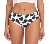 JHKKU Women's Underwear Classic Briefs Soft Breathable Bikini Hipster Panties, Cow Print, L