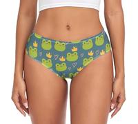 JHKKU Women's Underwear Classic Briefs Soft Breathable Bikini Hipster Panties, Cute Frog, M