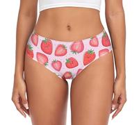 JHKKU Women's Underwear Classic Briefs Soft Breathable Bikini Hipster Panties, Cute Strawberry, M