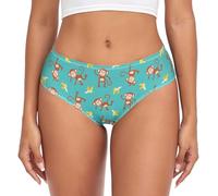 JHKKU Women's Underwear Classic Briefs Soft Breathable Bikini Hipster Panties, Monkey Banana, XL