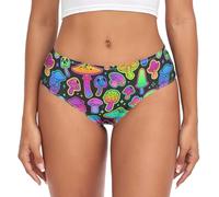 JHKKU Women's Underwear Classic Briefs Soft Breathable Bikini Hipster Panties, Mushroom Colorful, M