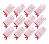 JHKNNK 12Pcs Red Self Grip Hair Rollers Clips for Creating Fashion Air Bangs and Curls Made of Sturdy PP and Nylon Material for Hair Styling