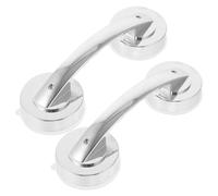 JHKNNK 2 Pcs Drawer Suction Grip Bars Plastic Handle Knobs with Vacuum Pressure Suction Cups Abs Engineering Plastics Silver for Mounting on Smooth Flat Surfaces and Glass