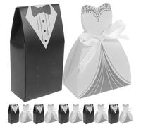 JHKNNK 200pcs Wedding Favor Boxes for Engagement Party Elegant Paper Bride Groom Candy Holders with Tuxedo Dress Design Sturdy Foldable Treat Cases for Wedding Decorations and Dessert