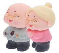 JHKNNK 2pcs Elderly Cake Toppers Pvc Creative Lovely Reusable Decoration Figurines for Cake Decoration and Mini Landscaping
