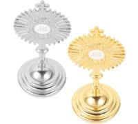 JHKNNK 2Pcs Metal Cross Elements Table Craft with Jesus on Cross for Christian Altar and Tabletop Decoration