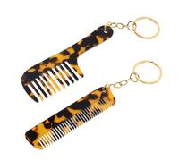 JHKNNK 2pcs Mini Acetate Leopard Print Comb Keychain Wide Tooth Combs for Women Pocket Travel Purse Hair Styling
