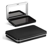 JHKNNK 2pcs Refillable Eyeshadow Storage Cases with Magnetic Flip Lid and Mirror, Portable XL Matte Black Makeup Containers for Travel and DIY Cosmetic Tools Organizer