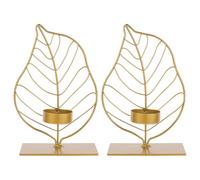 JHKNNK 2pcs Retro Leaf Shaped Iron Candlestick Holders for Stick Candles with Decorative Effect, Sturdy and Stylish Metal Candle Holders for Home Decoration and Proposal Ceremony