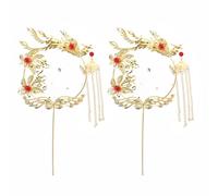 JHKNNK 2Pcs Wedding Cake Toppers Chinese Phoenix Mesh Iron for Anniversary Party and Engagement Cake Decoration