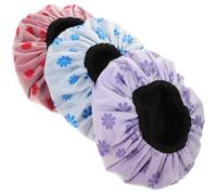 JHKNNK 4 Pack Waterproof Shower Caps for Women and Boys and Girls, Microfibre Lined, Elastic Comfortable Fit, Reusable Bathing Caps for Sleep and Spa Use Style