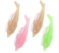 JHKNNK 4pcs Dolphin-shaped Manicure Nail Brushes with Practical Handle Design and Plastic Material for Home Use, Easy to Carry Nail Cleanup Brushes Random Color