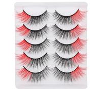 JHKNNK 5 Pairs Colored Synthetic False Eyelashes Natural 3D Half Eye Lash Extensions Lightweight Cosmetic Lashes for Makeup and Daily Wear