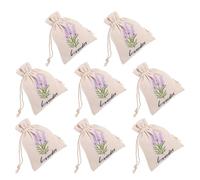 JHKNNK 8pcs Embroidered Lavender Drawstring Canvas Bags Reusable Small Sachet Pouches for Jewelry Storage Closet Fragrance and Favor Packaging
