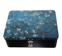 JHKNNK Black Tinplate Lockable Storage Box with Key, round Edges Desk Organizer for Small Things and Jewelry, Sturdy Multipurpose Keepsake Box for Desktop Storage