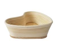 JHKNNK Bread Proofing Basket Khaki Colour Heart Shape with Cover Natural Vine and Cotton Linen Material for Artisan Breads and Dough for Professional and Amateur Bakers
