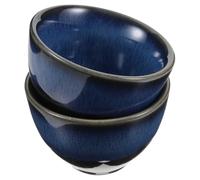 JHKNNK Ceramic Sake Cups Set 2Pcs Large Blue Glaze Porcelain Bowls for Traditional Japanese Tea Drinking