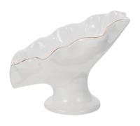 JHKNNK Ceramic Soap Container with Self Draining Feature and Flat Bottom, Wear-resistant Lotus Leaf Shaped Bar Soap Holder for Toilet and Kitchen Use, Minimalist Contemporary Design