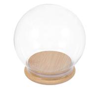 JHKNNK Clear Glass Display Dome Cloche with Wooden Base Decorative Snow Globe Transparent Terrarium Showcase for Plants Flowers Fairy Lights Models DIY Ornaments