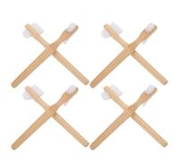 JHKNNK Double-Sided Denture Toothbrush with Medium Hard Nylon Bristles and Ergonomic Bamboo Handle 8pcs for Cleaning False Teeth and Retainers at Home Or Travel