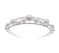 JHKNNK Elegant Silver Crown Pearl Hair Accessories Wedding Headband with Rhinestone Hair Decor, Lightweight Alloy Crystal Headpiece for Graduation Party and Thanksgiving, Suitable