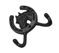 JHKNNK Horse Head and Horseshoe Cast Iron Wall Hooks Double Design for Hanging Clothes Keys and Hats in Bathroom or Kitchen