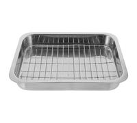 JHKNNK Oven Baking Tray with Rack Stainless Steel Rectangular 36X26X6Cm Stackable Kitchen Set for Home and Professional Roasting and Baking