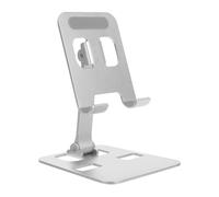 JHKNNK Portable Aluminum Alloy Phone Stand Desktop Holder Foldable Silver for Watching Videos and Studying with Smartphones and Tablets