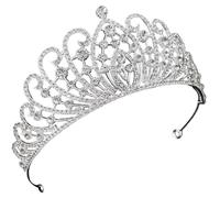 JHKNNK Silver Bridal Crown Wedding Headdress with Rhinestones, Zinc Alloy Material, Not Easy to Break or Fade, Elegant Glitter Design for Wedding Party and Evening Party